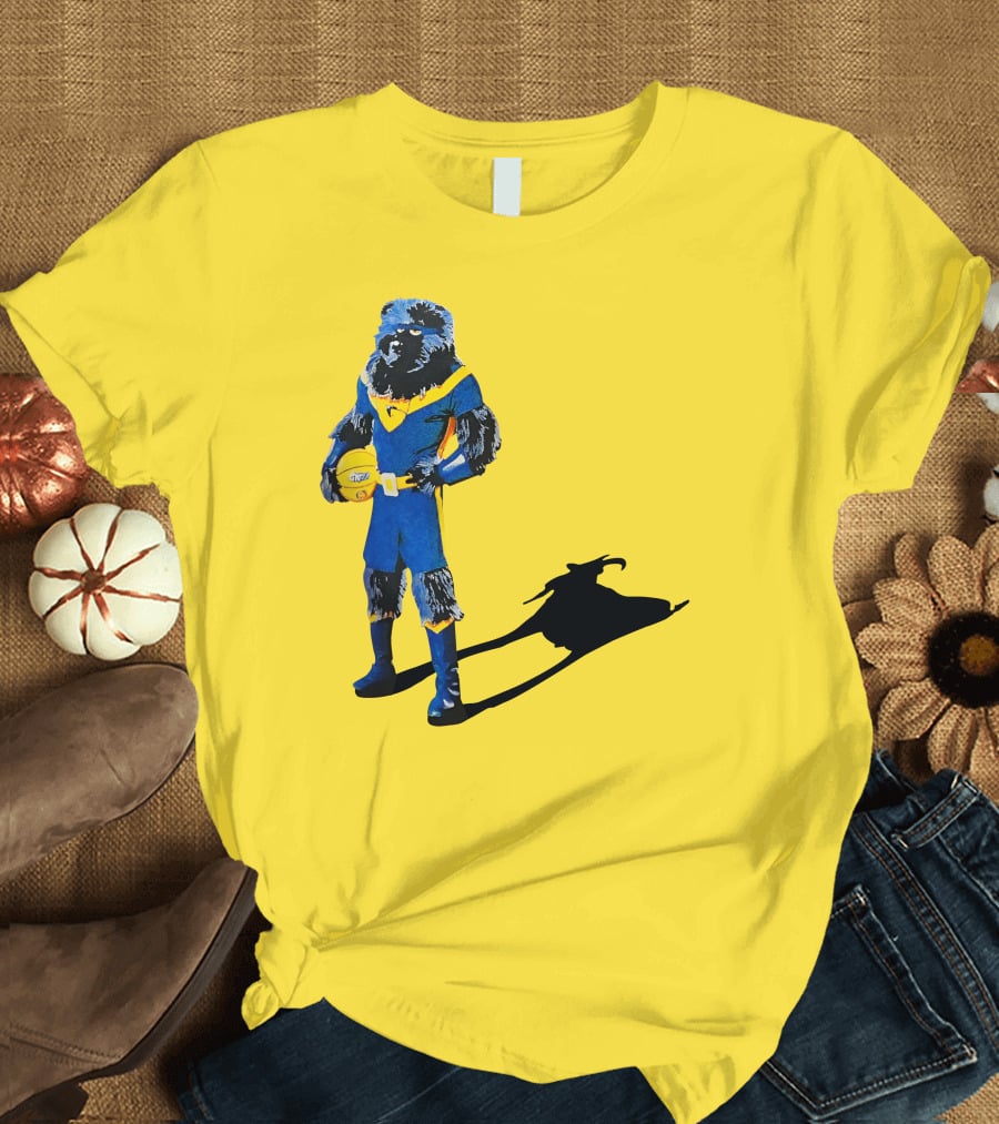 Memphis Grizzlies Bear With Superhero Goat Shadow Holding Basketball T-Shirt