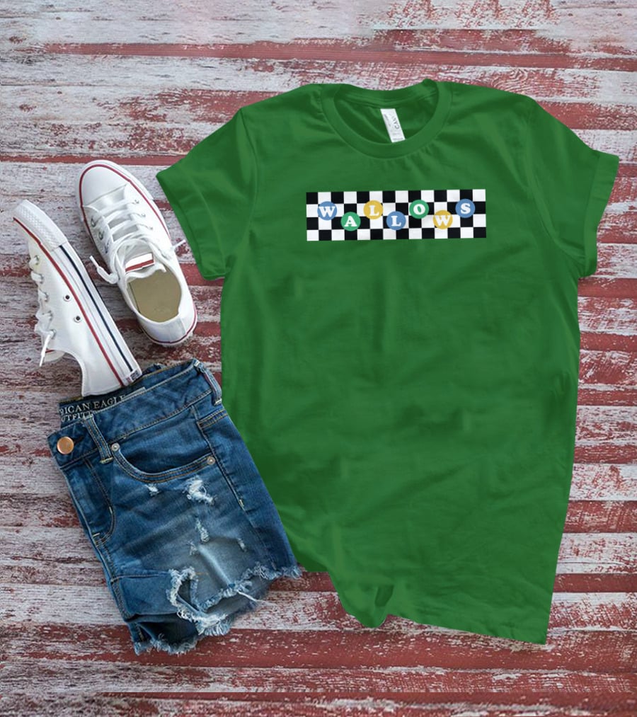 Wallows Checkered Pattern Green Background T-Shirt