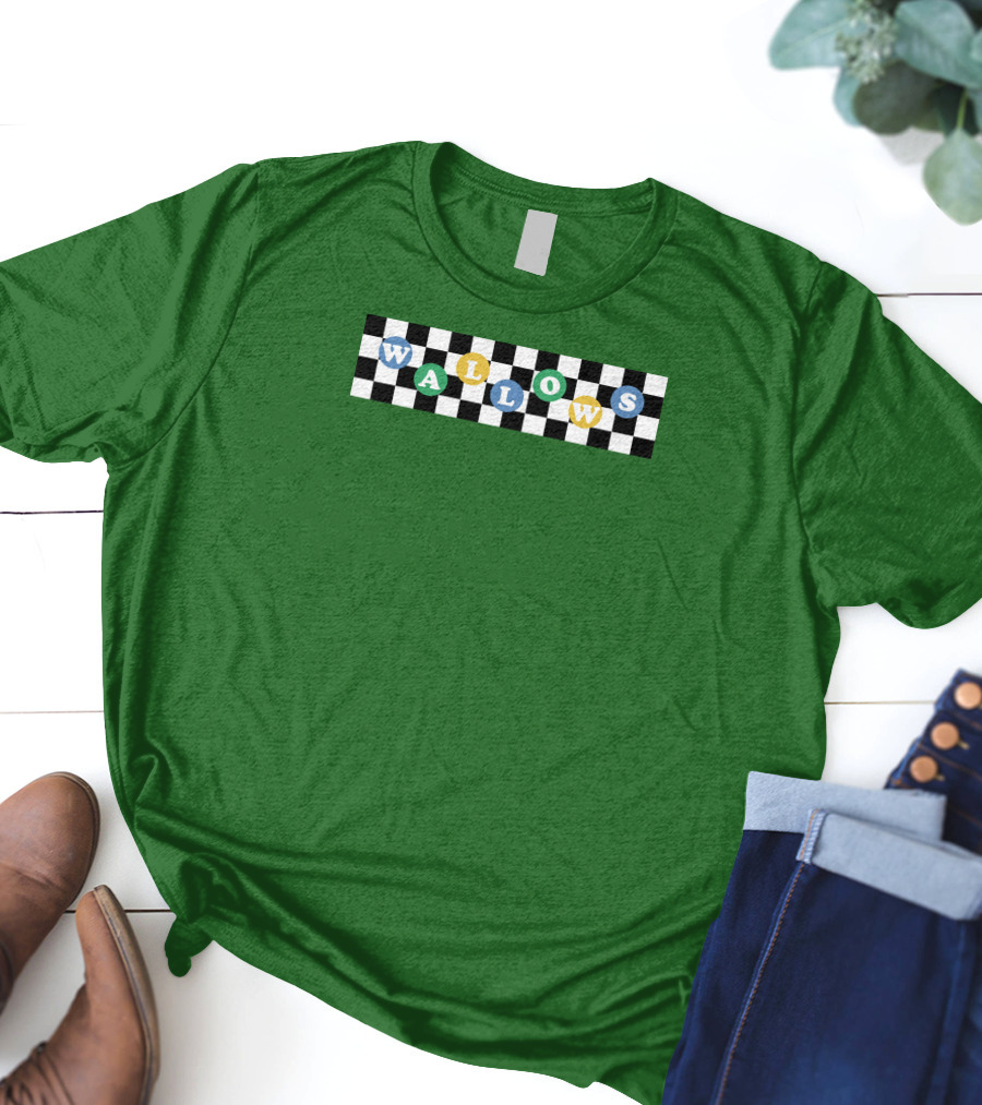Wallows Checkered Pattern Green Background T-Shirt