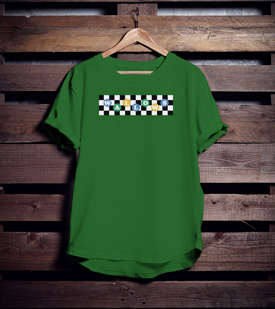 Wallows Checkered Pattern Green Background T-Shirt