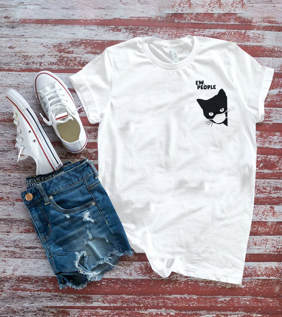 Ew People Black Cat Masked Silhouette Qwertee T-Shirt