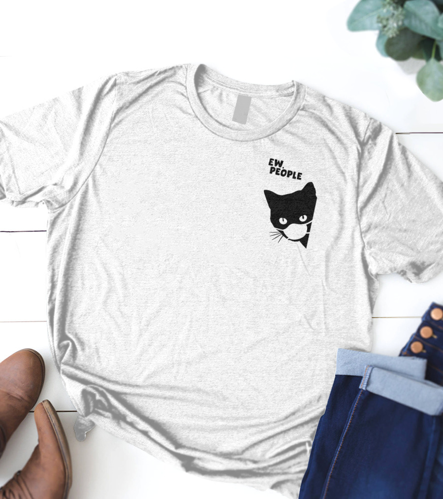 Ew People Black Cat Masked Silhouette Qwertee T-Shirt