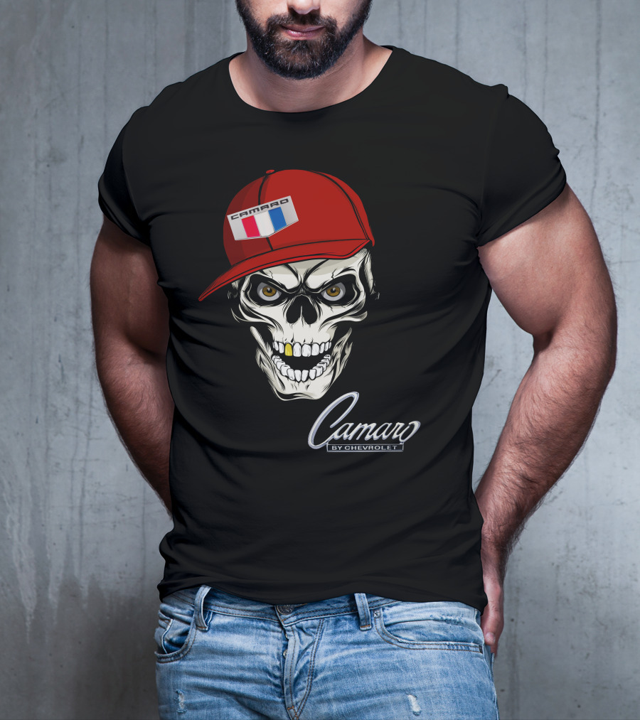 Camaro Skull With Red Cap By Chevrolet T-Shirt