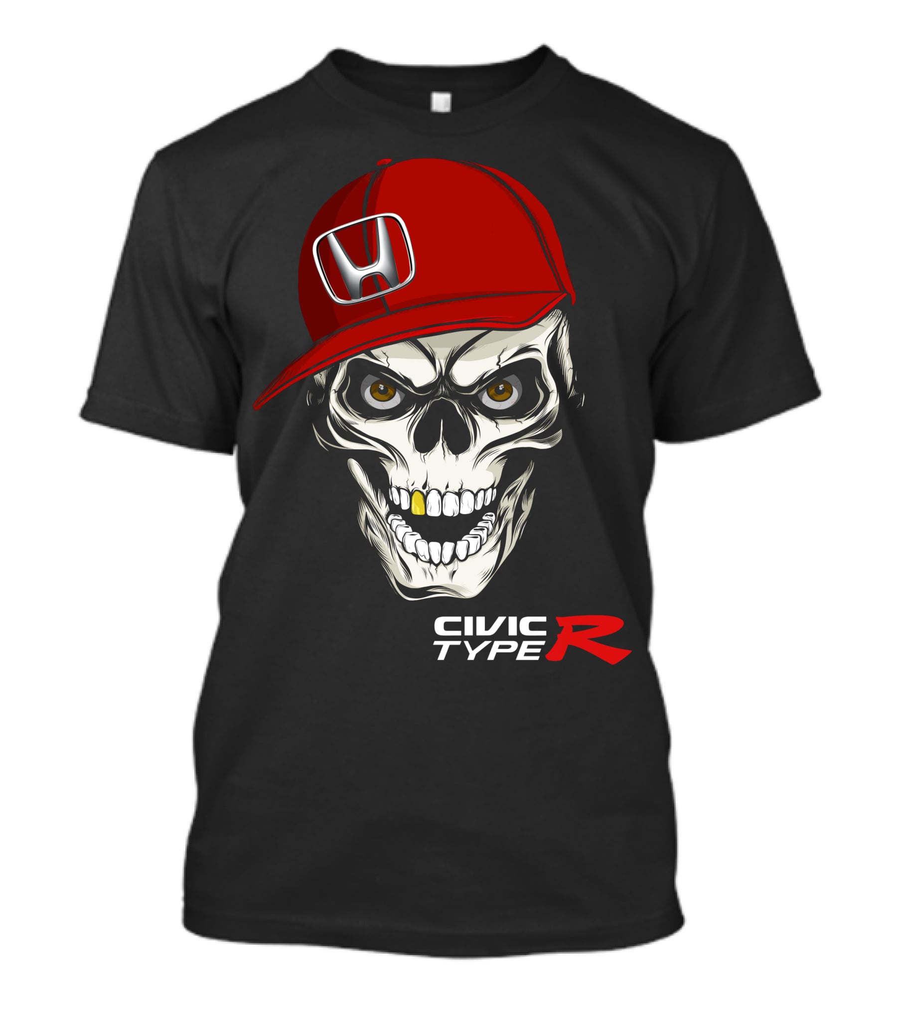 Civic Type R Skull With Red Honda Cap T-Shirt