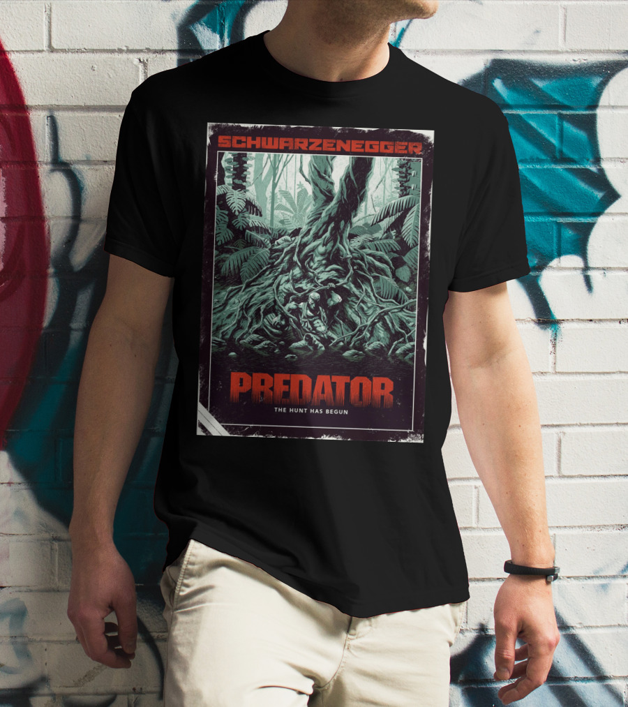 Schwarzenegger Predator The Hunt Has Begun T-Shirt