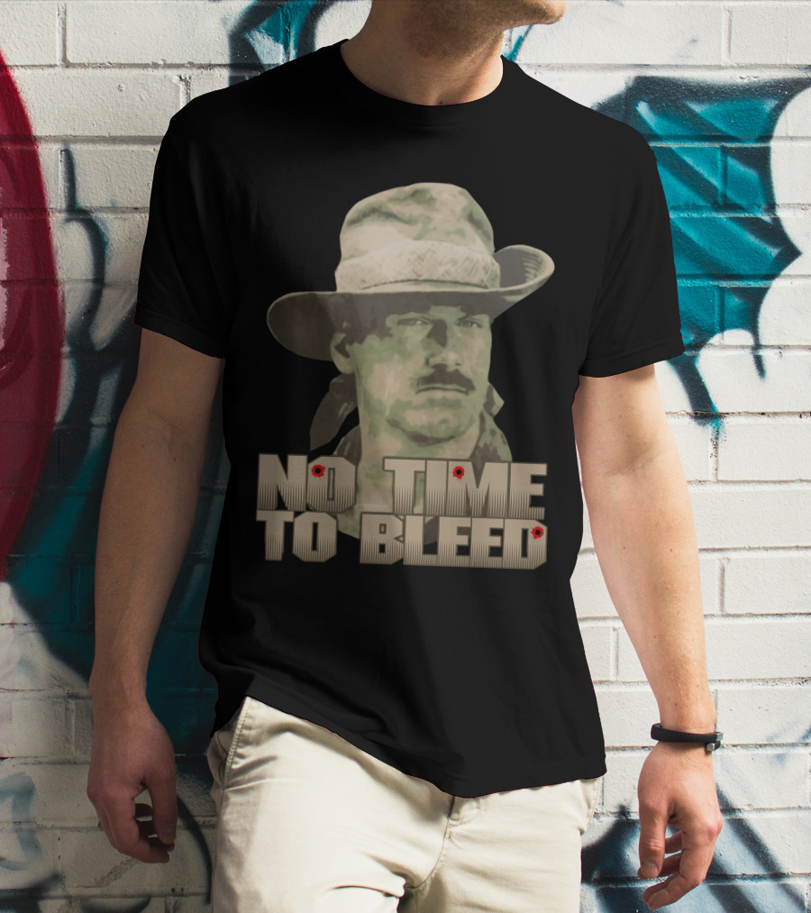 Predator No Time To Bleed Soldier Portrait With Text And Bullet Holes T-Shirt