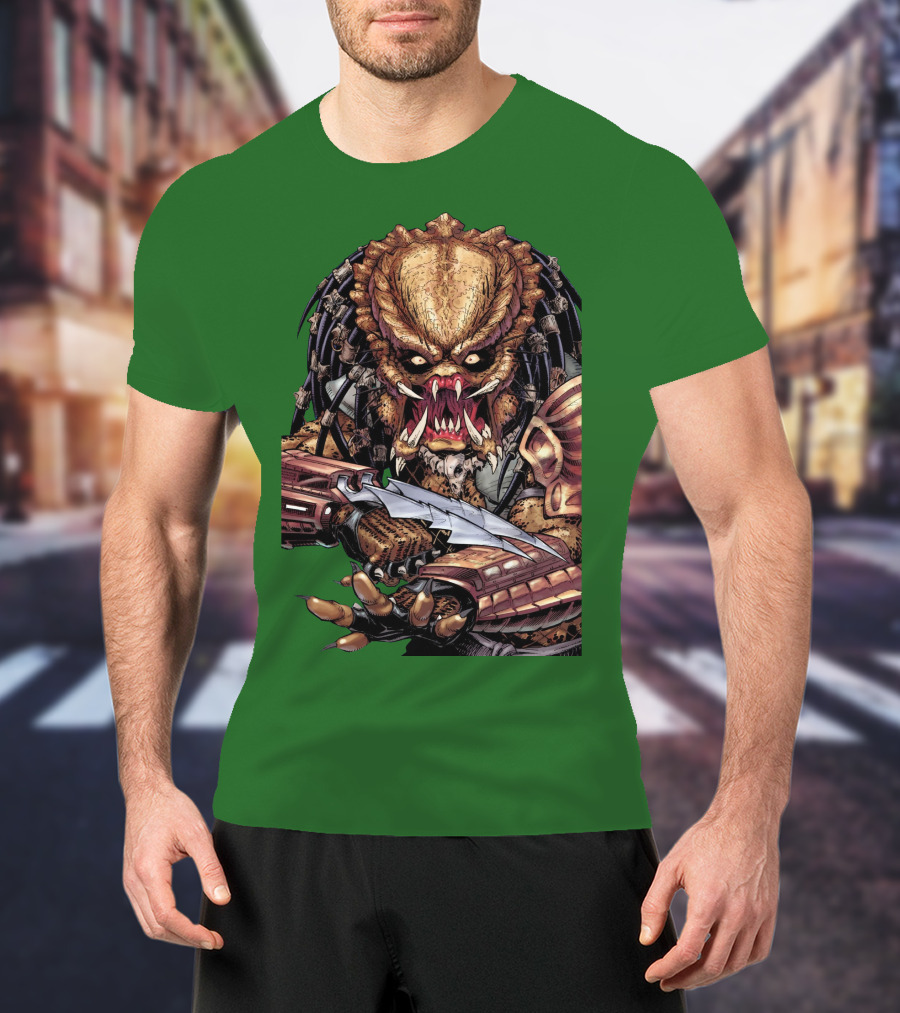 Predator Alien Holding Blade Comic T-Shirt