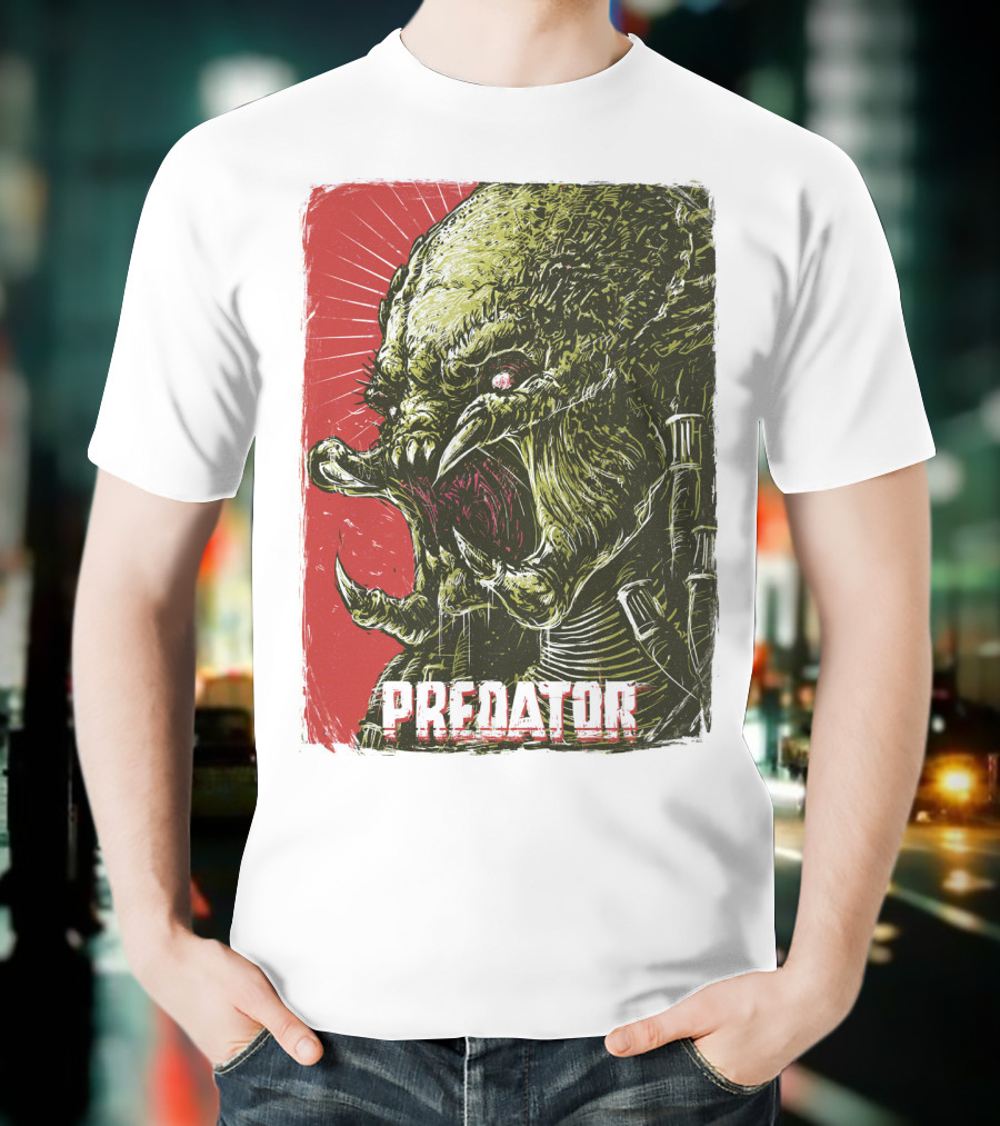 Predator Alien Creature Stylized Artwork Vintage Film T-Shirt