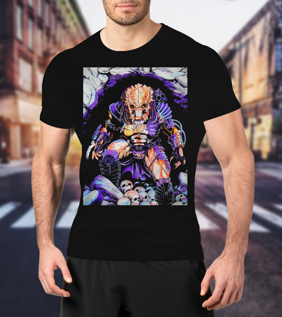 Predator Alien Hunter With Skull Cave And Armor T-Shirt