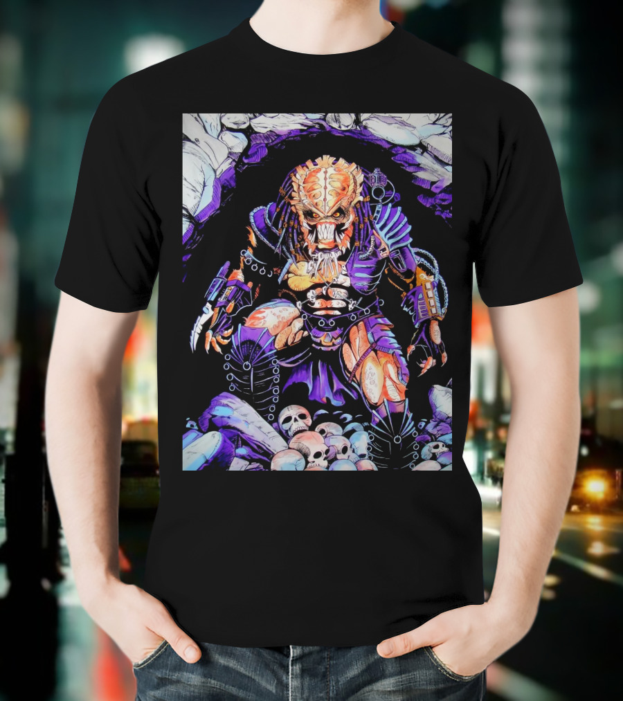 Predator Alien Hunter With Skull Cave And Armor T-Shirt