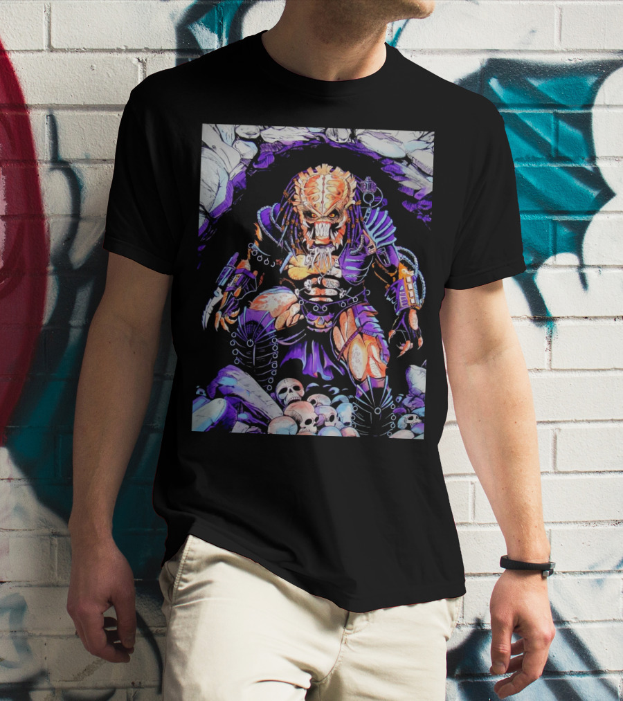 Predator Alien Hunter With Skull Cave And Armor T-Shirt