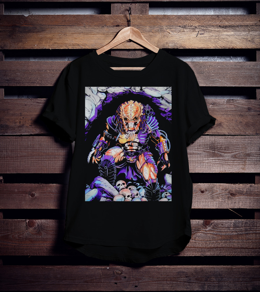 Predator Alien Hunter With Skull Cave And Armor T-Shirt
