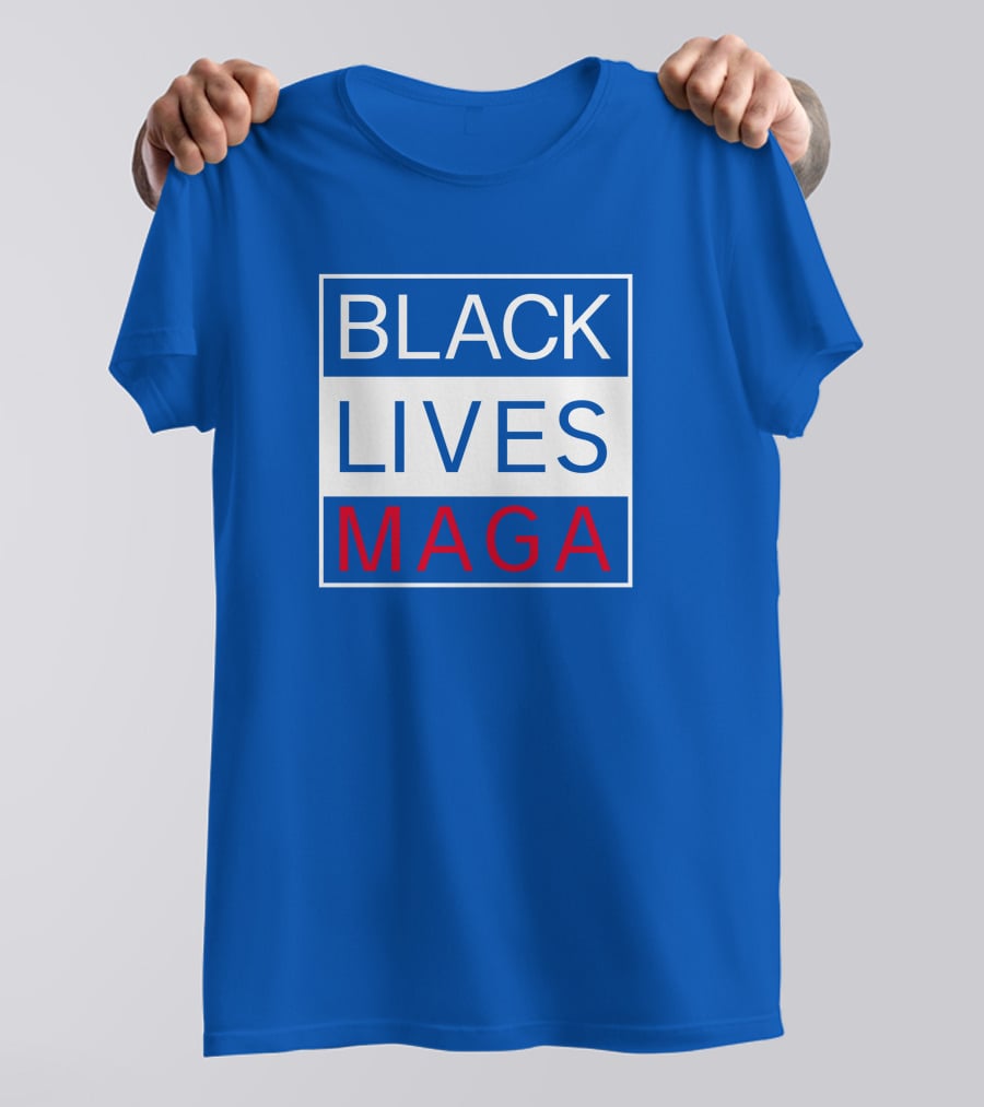 Black Lives Maga Textual Logo Design In Blue White And Red T-Shirt