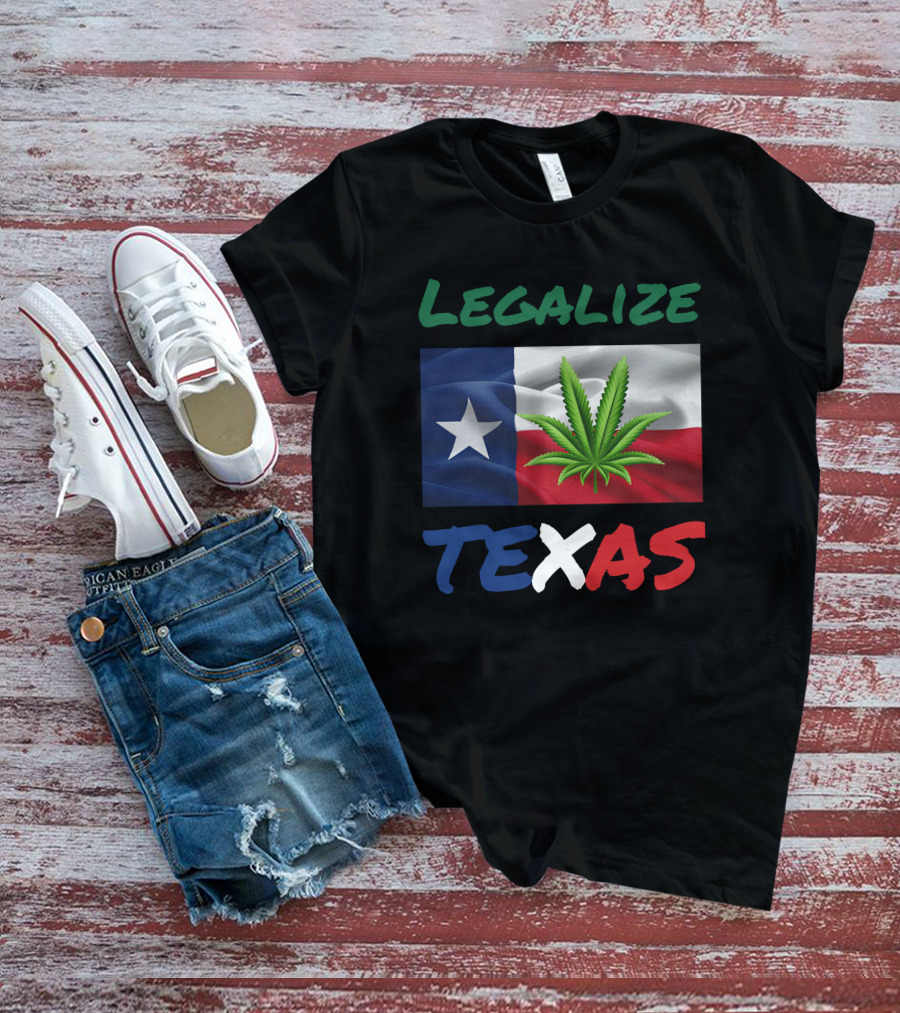 Legalize Texas Cannabis Leaf With Texas Flag Colors T-Shirt