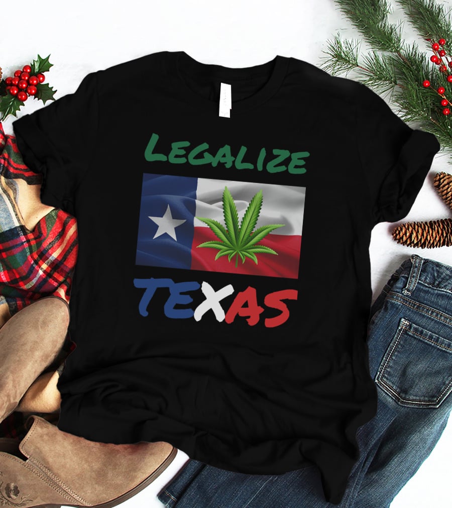 Legalize Texas Cannabis Leaf With Texas Flag Colors T-Shirt