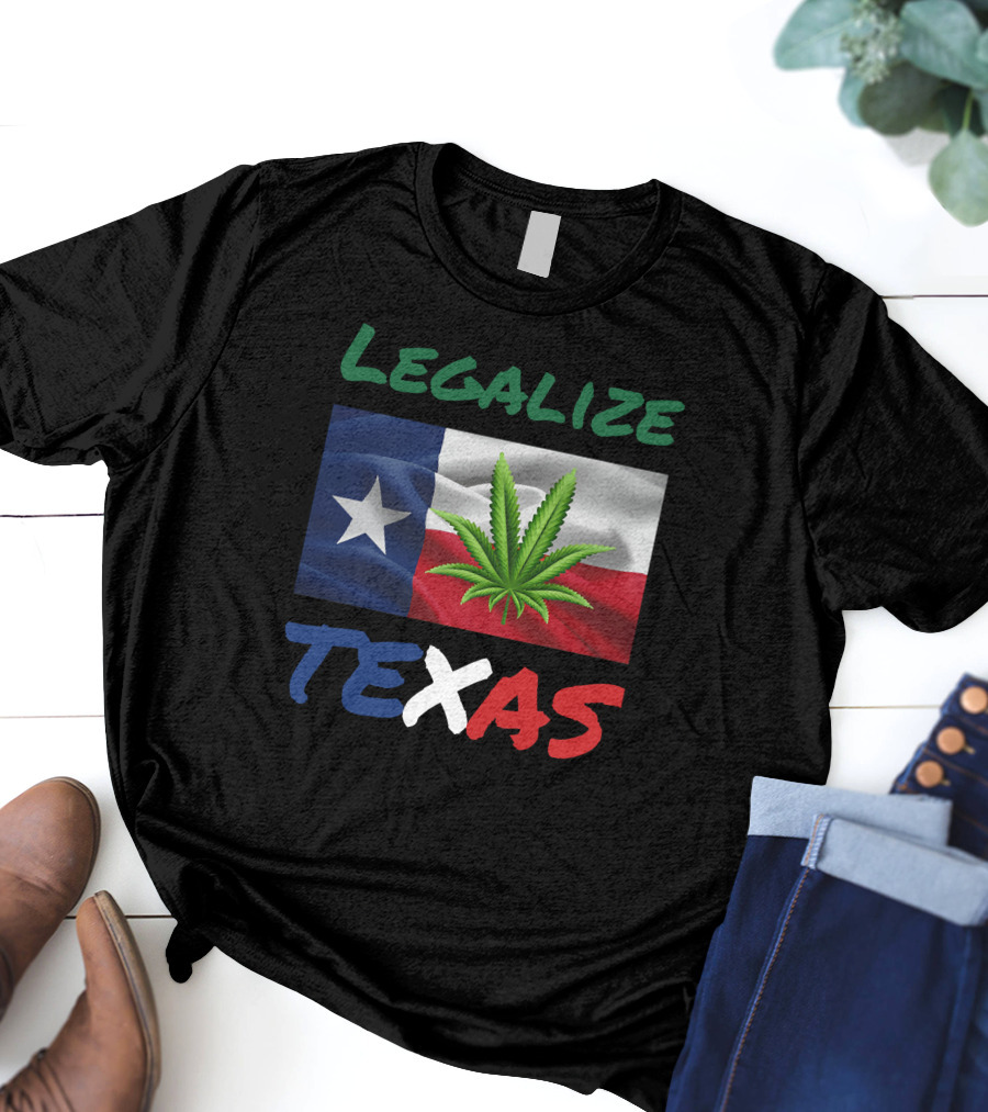 Legalize Texas Cannabis Leaf With Texas Flag Colors T-Shirt