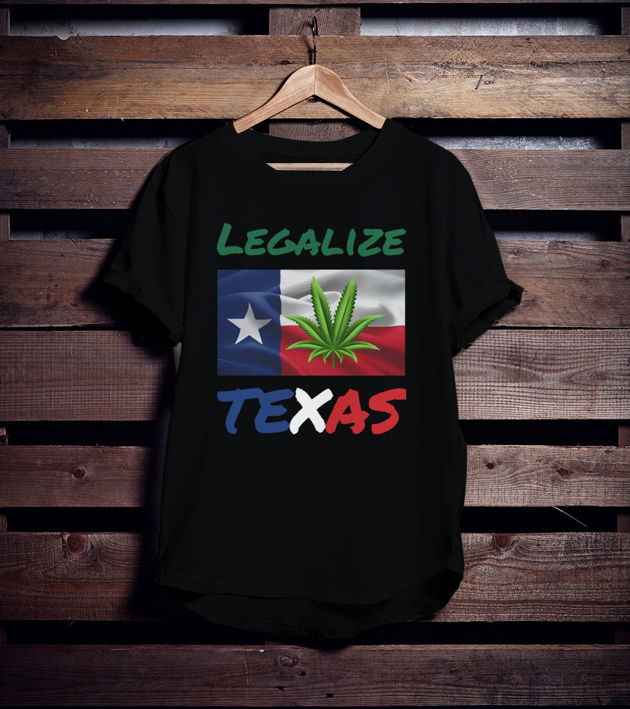 Legalize Texas Cannabis Leaf With Texas Flag Colors T-Shirt