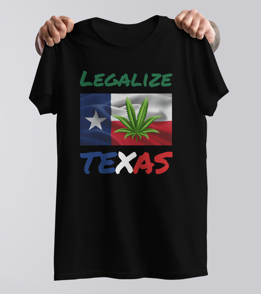 Legalize Texas Cannabis Leaf With Texas Flag Colors T-Shirt