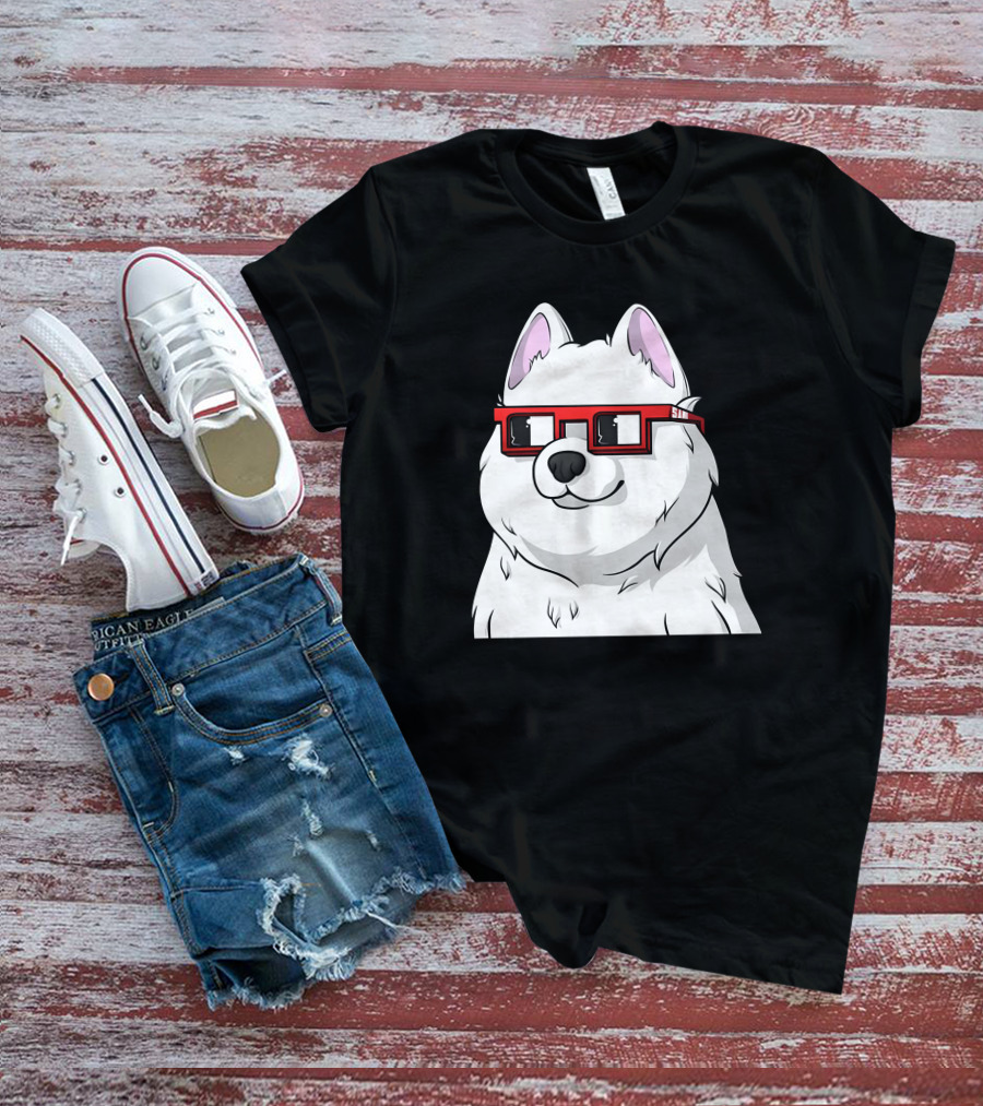 SAMO X Nouns White Dog With Red Glasses T-Shirt