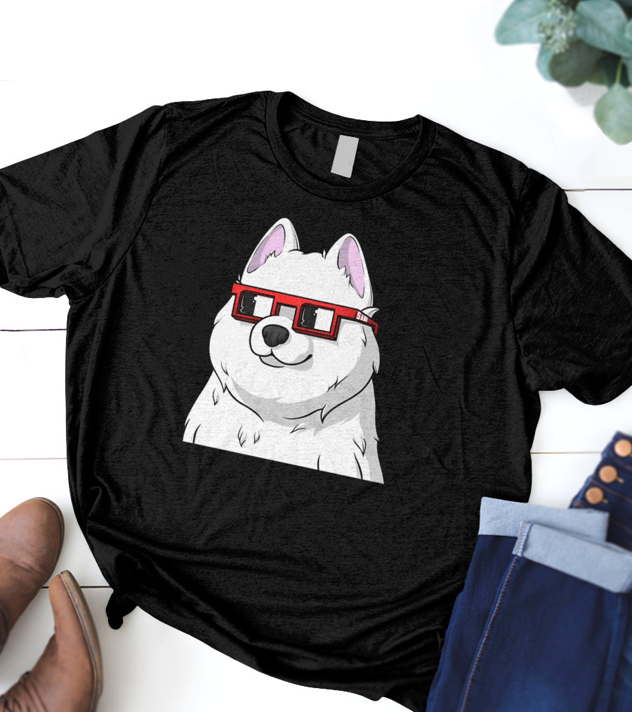 SAMO X Nouns White Dog With Red Glasses T-Shirt