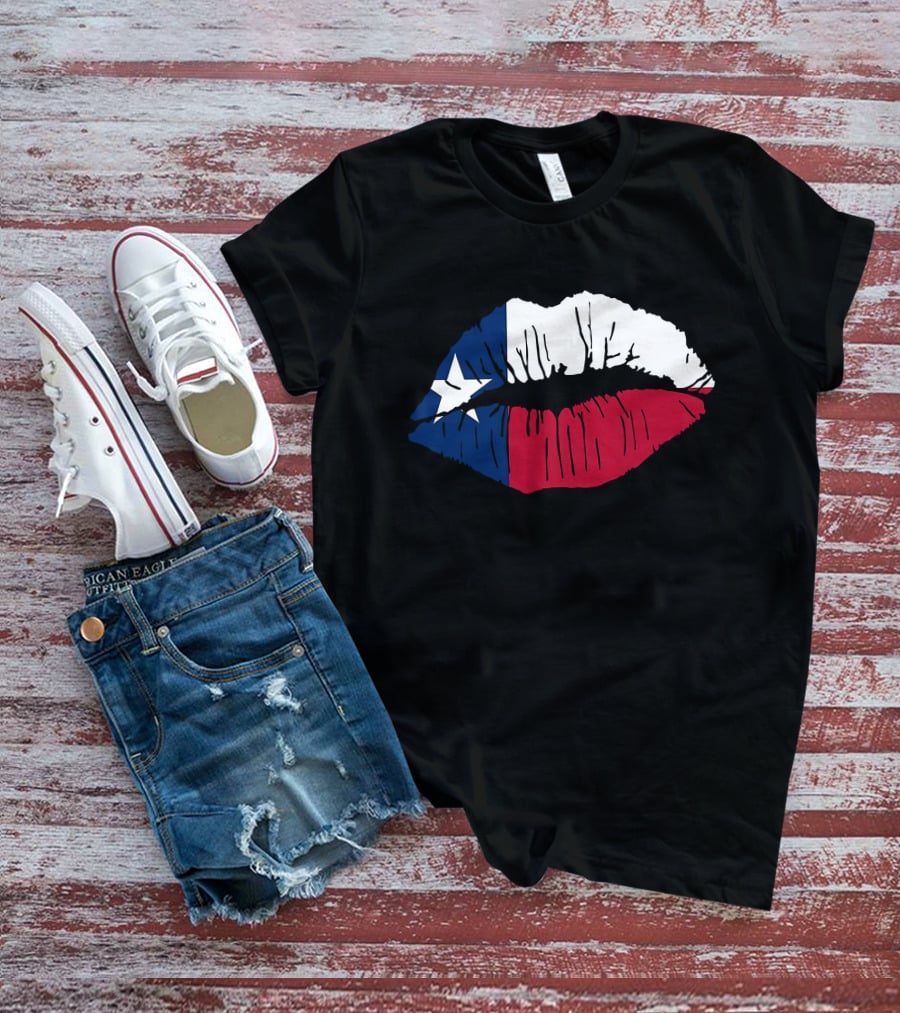 Texas Lone Star Flag Lips T-Shirt