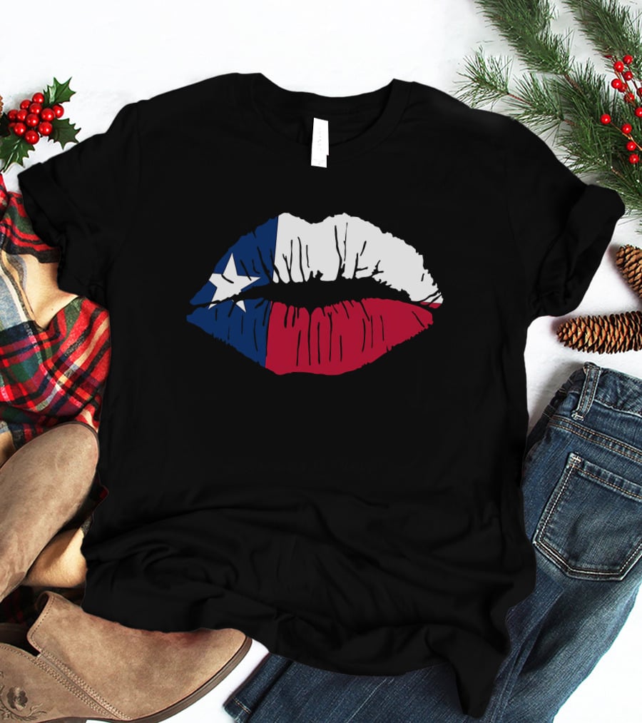 Texas Lone Star Flag Lips T-Shirt
