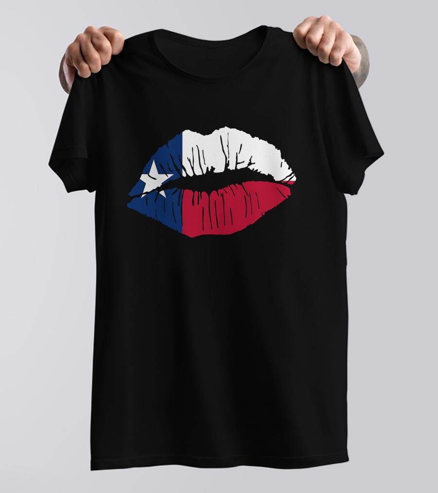 Texas Lone Star Flag Lips T-Shirt
