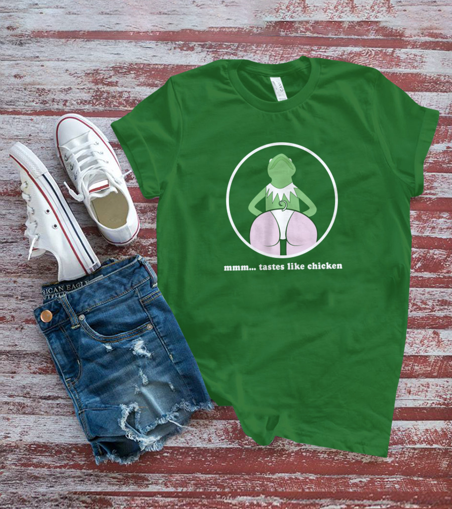 Kermits Frog Mmm Tastes Like Chicken Humorous Green Circle T-Shirt