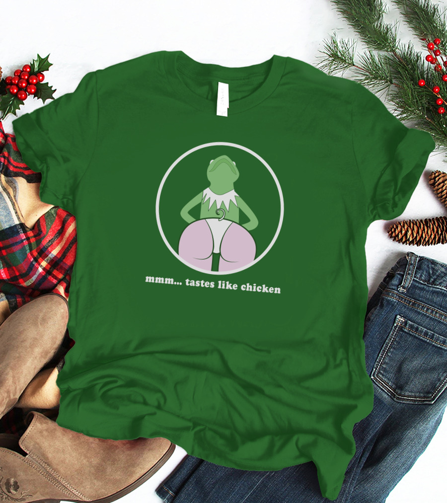 Kermits Frog Mmm Tastes Like Chicken Humorous Green Circle T-Shirt