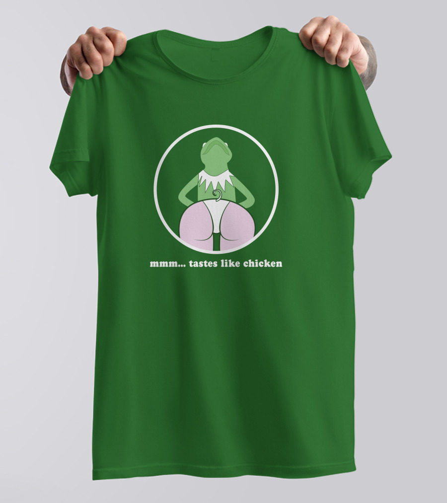 Kermits Frog Mmm Tastes Like Chicken Humorous Green Circle T-Shirt
