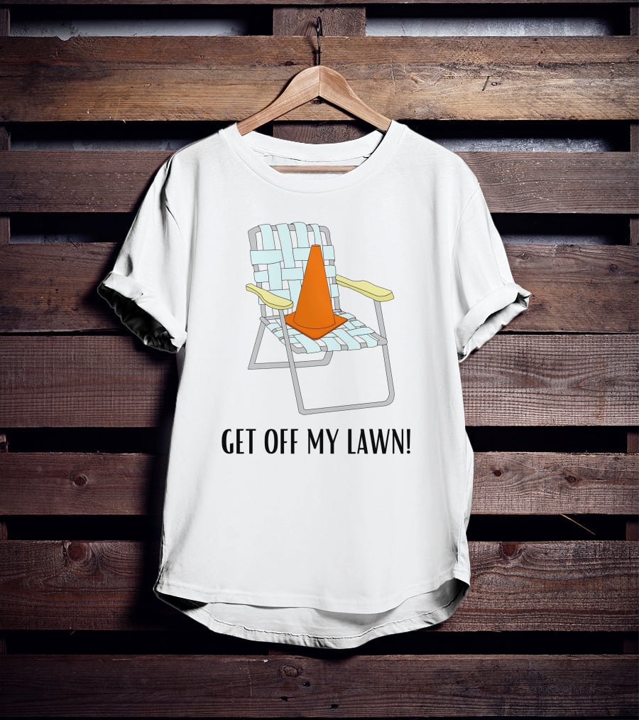 Jake Crain Get Off My Lawn Chair With Traffic Cone T-Shirt