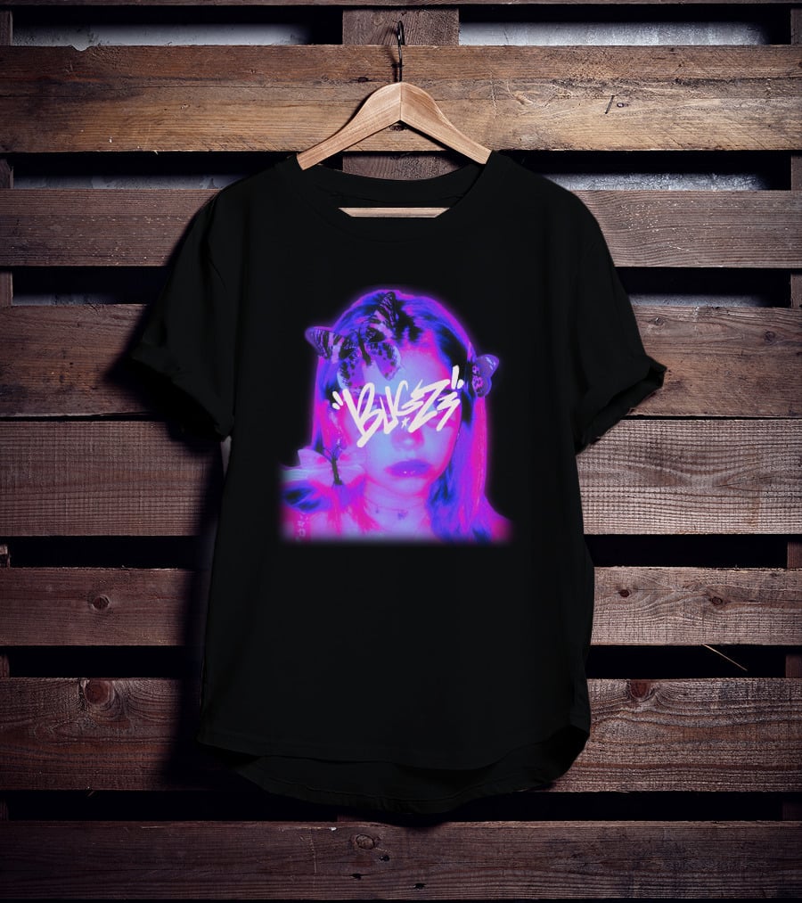 Bugzz Girl Neon Butterfly Aesthetic T-Shirt