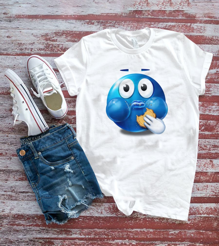 Pac-Man Style Blue Ghost Eating Cookies Hungee T-Shirt