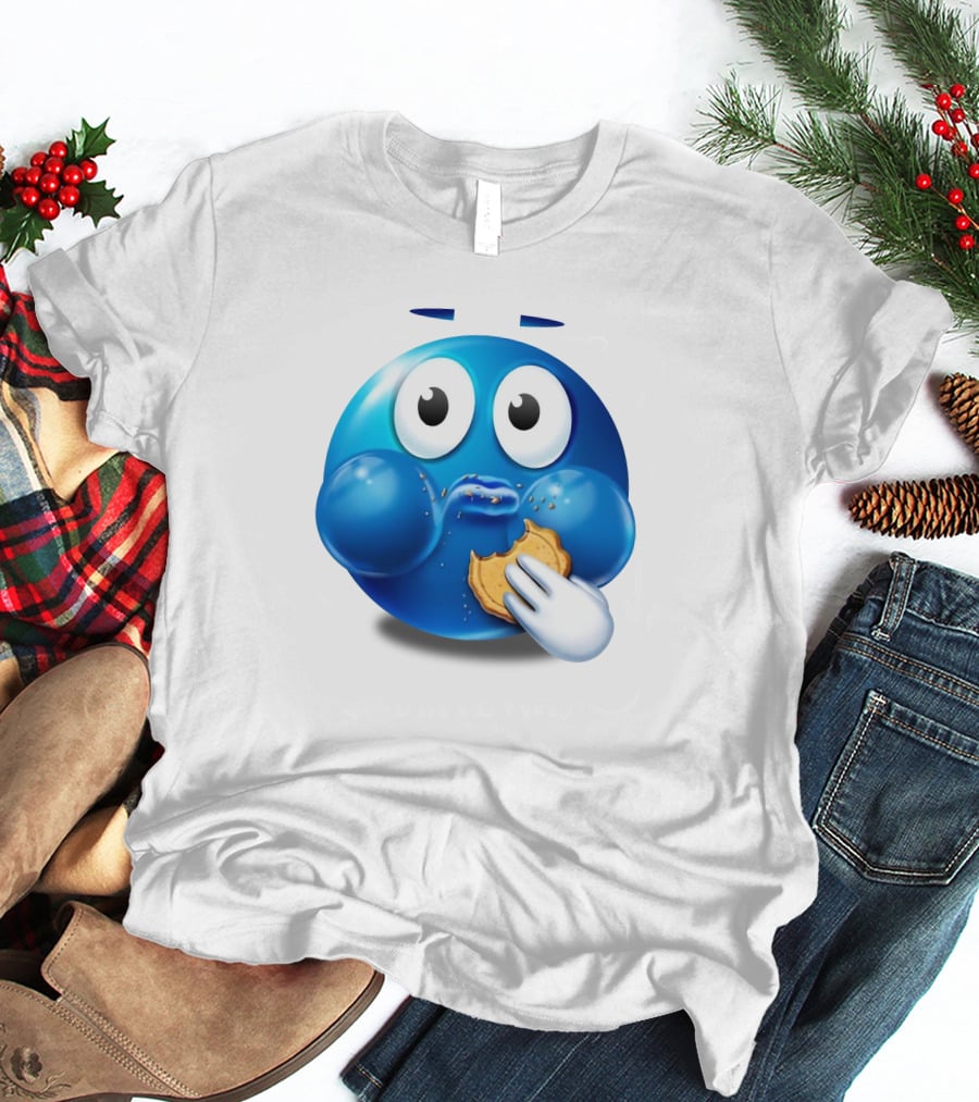 Pac-Man Style Blue Ghost Eating Cookies Hungee T-Shirt