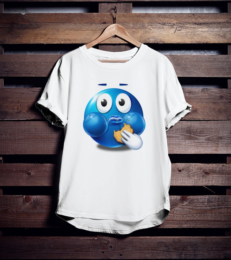 Pac-Man Style Blue Ghost Eating Cookies Hungee T-Shirt