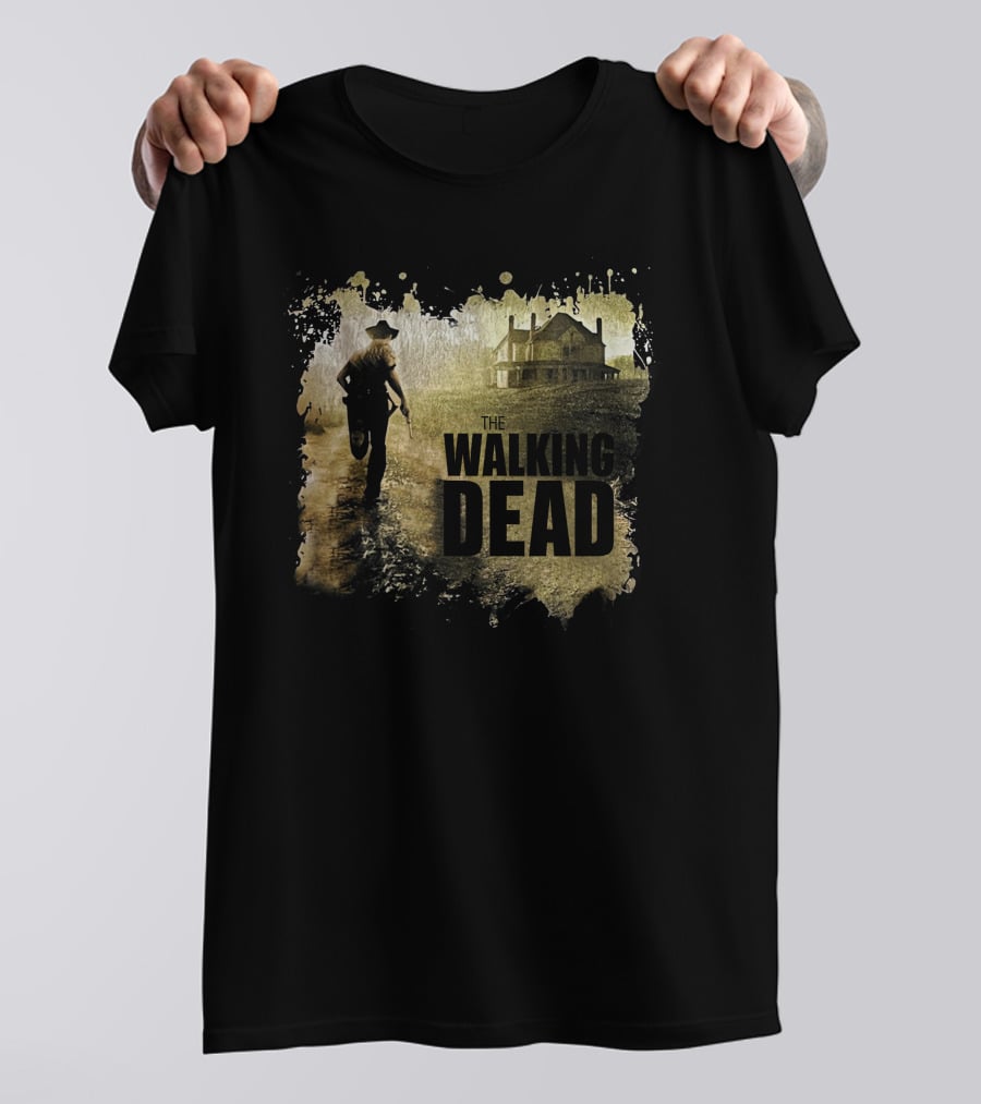 The Walking Dead Sheriff Silhouette And Farmhouse Scene T-Shirt