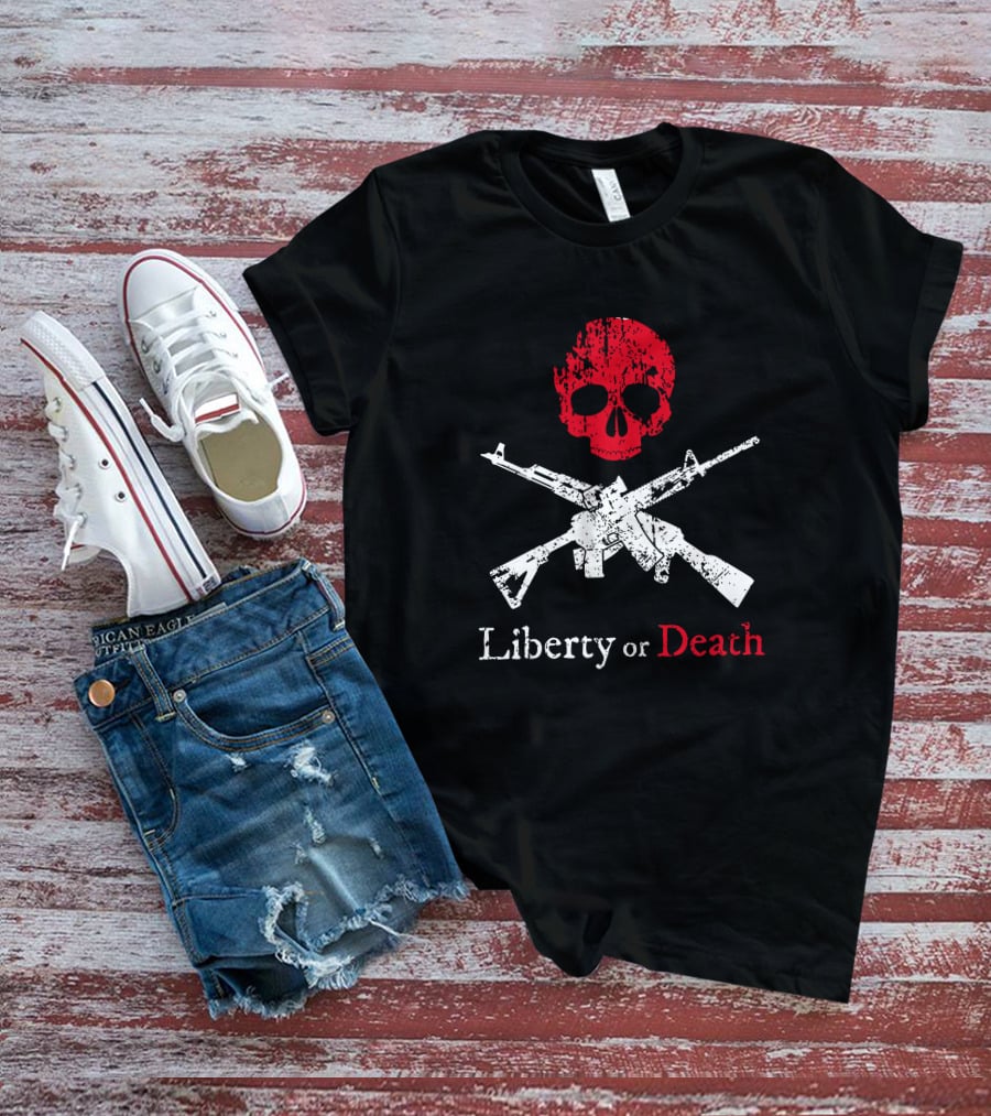 Liberty Or Death Skull And Crossed Rifles T-Shirt
