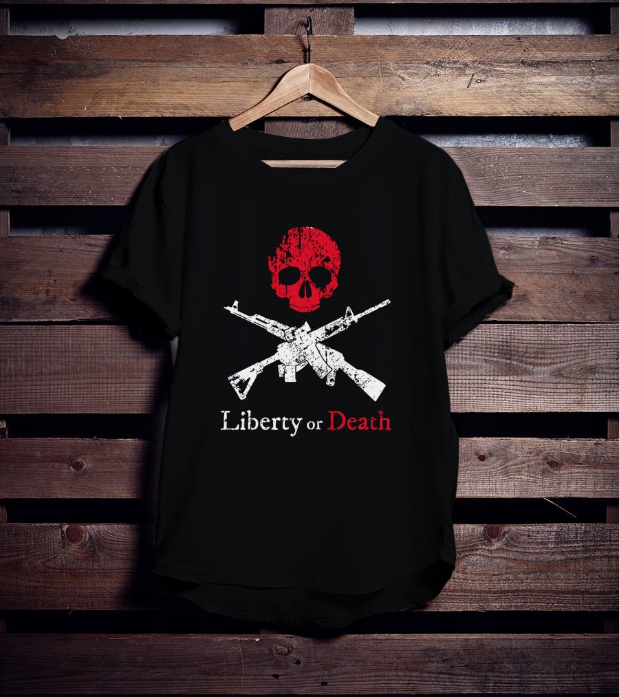 Liberty Or Death Skull And Crossed Rifles T-Shirt