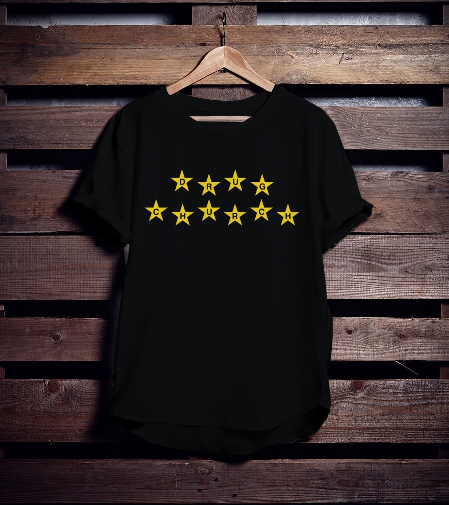 Heart Attack Man Drug Church Yellow Star Text T-Shirt