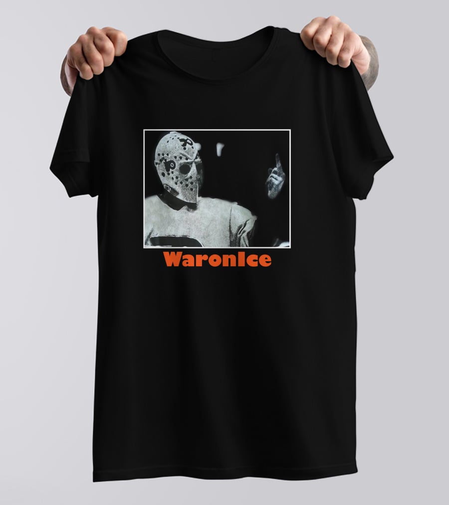 WaronIce Masked Hockey Player With Middle Finger Gesture T-Shirt