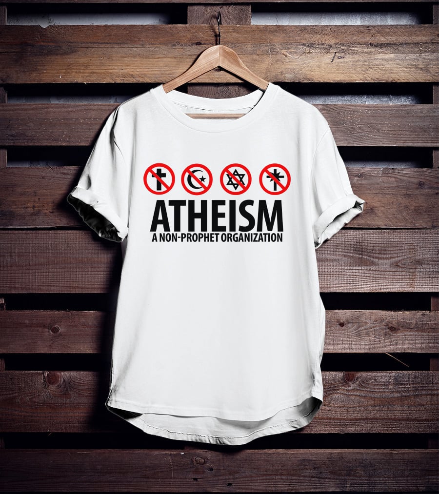 Atheist Republic Atheism A Non-Prophet Organization Cross Crescent Star Marks T-Shirt