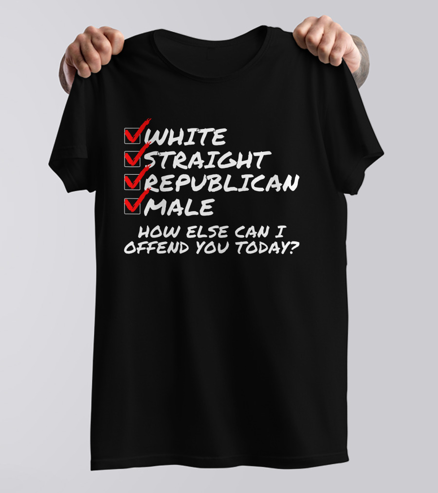 White Straight Republican Male How Else Can I Offend You Today Checklist T-Shirt