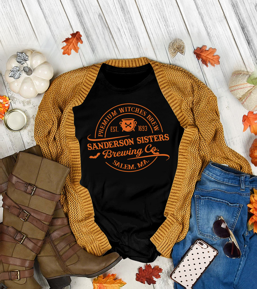 Sanderson Sisters Salem MA Premium Witches Brew Brewing Co Est 1693 T-Shirt