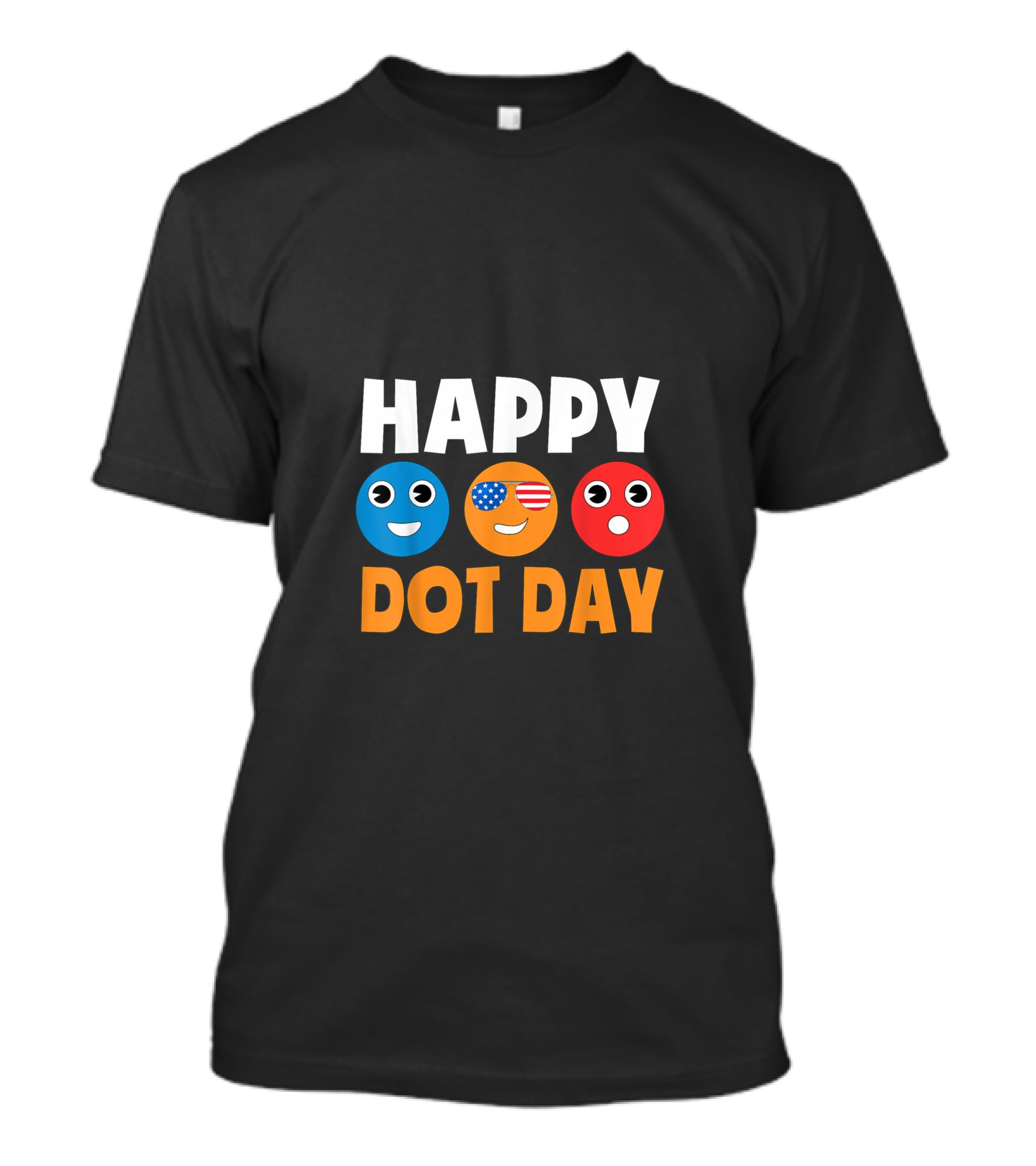 Happy International Dot Day Colorful Emoji Faces With USA Flag Glasses T-Shirt