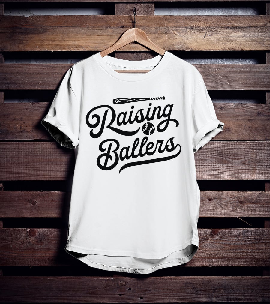 Raising Ballers Baseball Bat And Ball Enthusiast T-Shirt