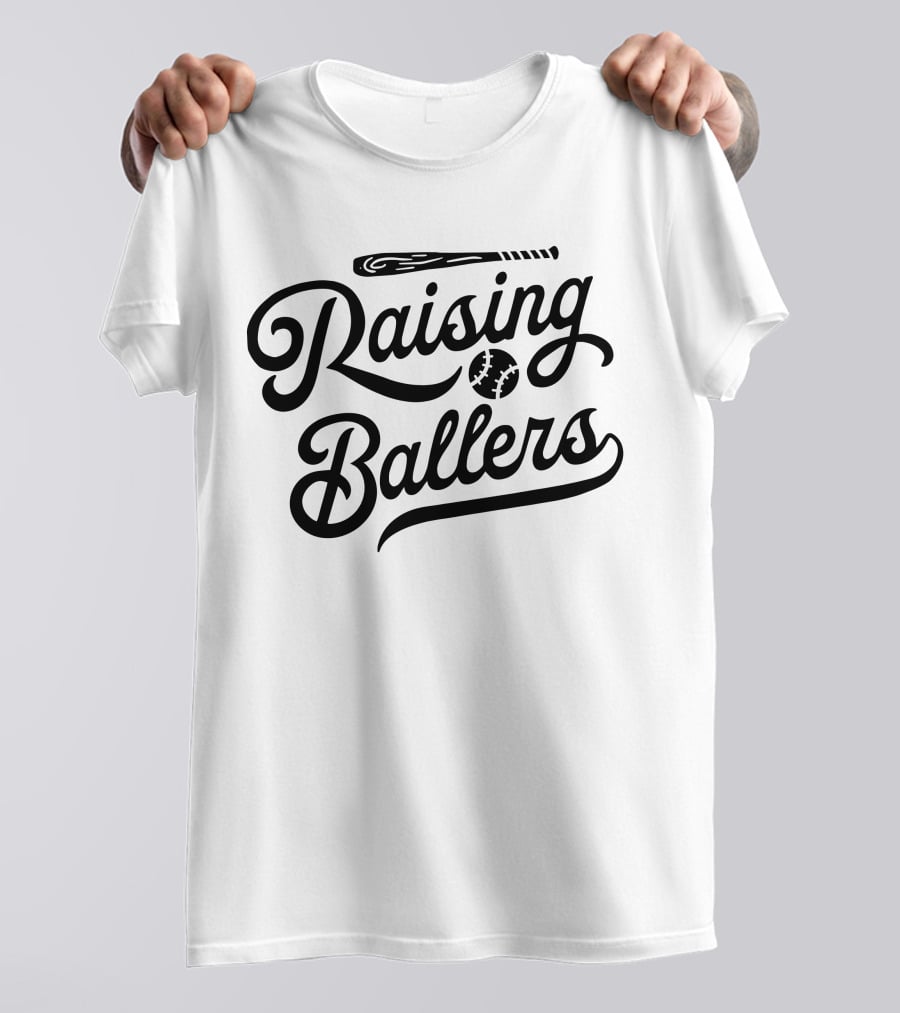 Raising Ballers Baseball Bat And Ball Enthusiast T-Shirt