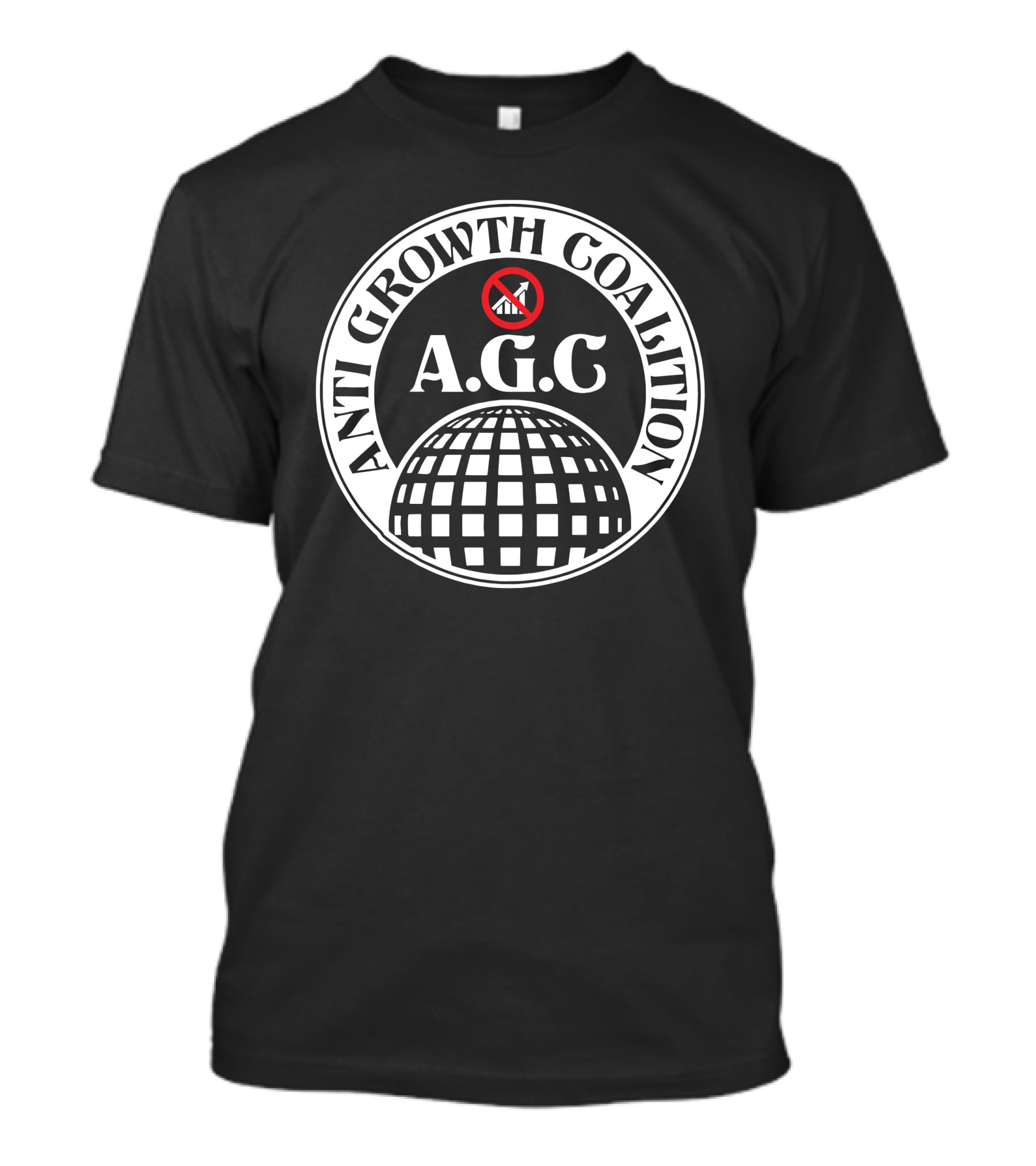 ANTI GROWTH COALITION A.G.C. No Symbol Arrow Globe T-Shirt