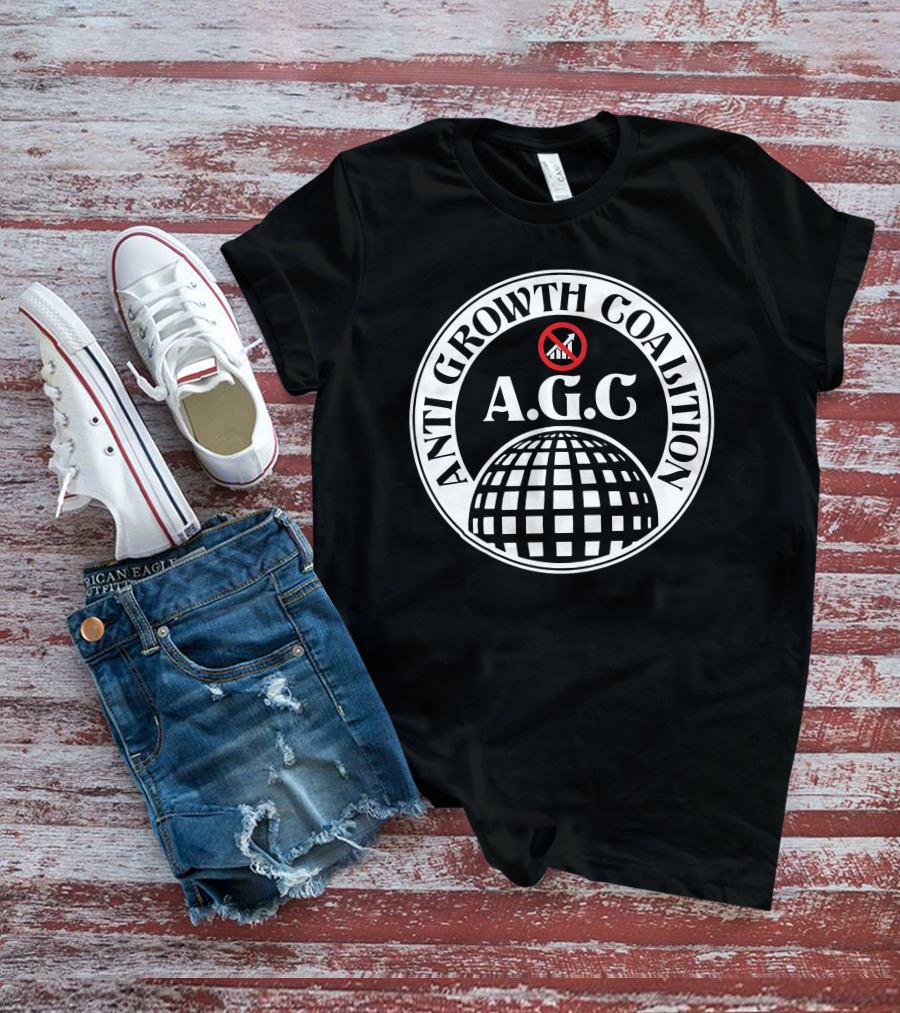 ANTI GROWTH COALITION A.G.C. No Symbol Arrow Globe T-Shirt