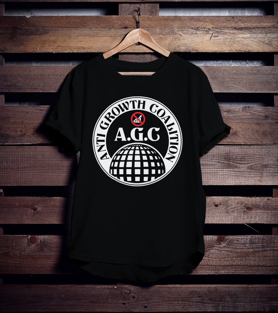 ANTI GROWTH COALITION A.G.C. No Symbol Arrow Globe T-Shirt