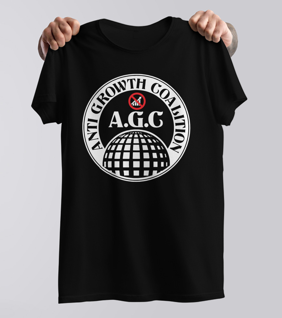 ANTI GROWTH COALITION A.G.C. No Symbol Arrow Globe T-Shirt